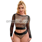Комплект Star Night Hollow Out Fishnet Lingerie Set, черный: топ + трусики-стринги - Фото №1
