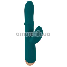 Вибратор с пульсацией Thumping Rabbit Vibrator, зеленый - Фото №1