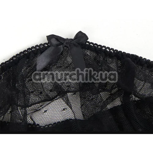 Комплект Star Night Double Lace Mini Skirt Set, черный: трусики-стринги + пояс для чулок