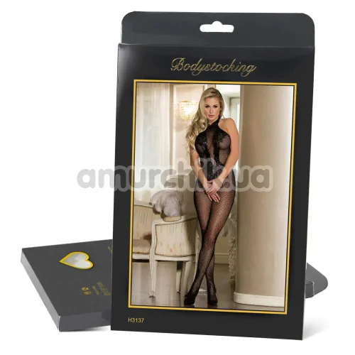 Комбінезон Star Night Rose Lace and Fishnet Turtleneck Bodystocking, червоний