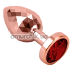 Анальна пробка з червоним кристалом Seamless Butt Plug Starting Large, рожево-золота - Фото №1