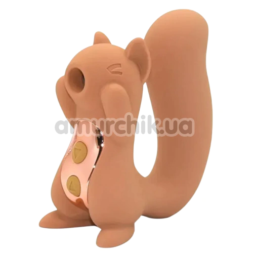 Симулятор орального секса для женщин с вибрацией Sweet Em Velvet Lure Sneaky Squirrel, коричневый - Фото №1