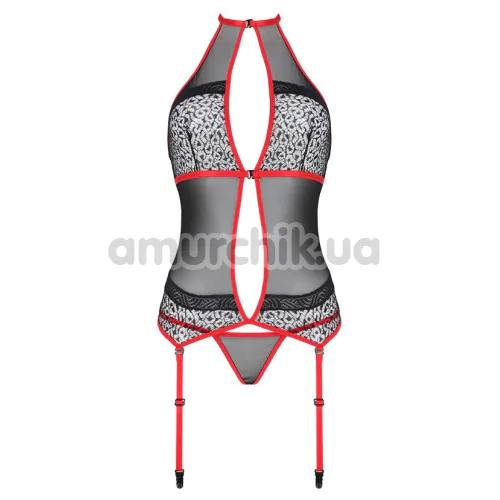 Комплект Passion Free Your Senses Erotic Line Satara Corset, черно-красный: корсет + трусики-стринги