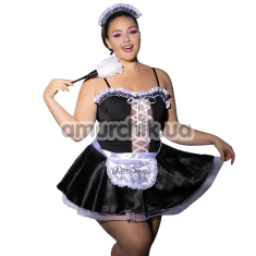 Костюм горничной JSY Sexy Lingerie P61110, черный: платье + головной убор + трусики-стринги + метелка + фартук - Фото №1