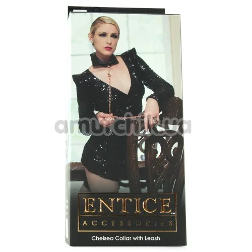 Ошейник с поводком Entice Chelsea Collar with Leash, черный