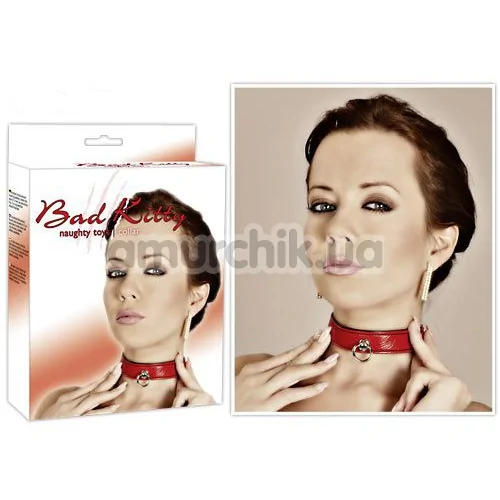 Нашийник Bad Kitty Naughty Toys Collar з маленьким кільцем, червоний