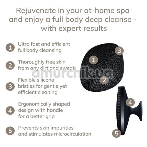 Щетка для тела Geske Body Brush 4 in 1 Suction Mount Metal, черная