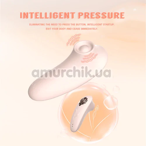 Кліторальний вібратор з пульсацією Kissen Rosebud, світло-рожевий