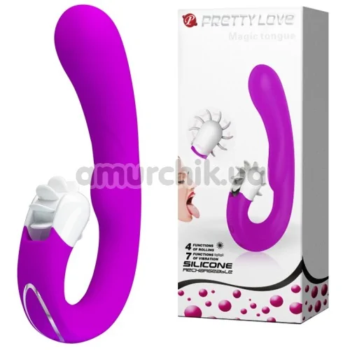 Вібратор клиторальный і точки G Pretty Love Magic Tongue, фіолетовий