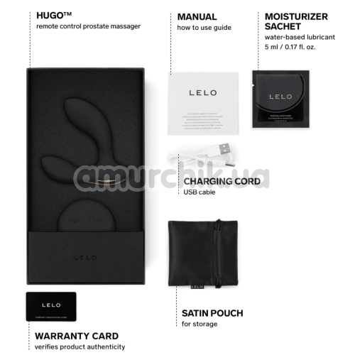 Вібростимулятор простати для чоловіків Lelo Hugo (Лело Х'юго), чорний