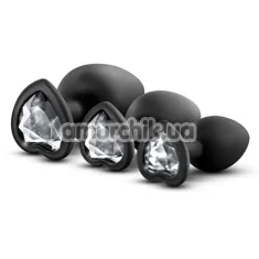 Набір анальних пробок з прозорими кристалами Luxe Bling Plugs Trainer Kit, чорний - Фото №1