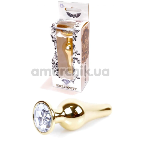 Анальна пробка з прозорим кристалом Boss Series Exclusivity Jewellery Gold Plug, золота