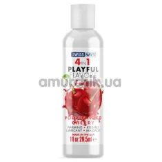 Лубрикант с согревающим эффектом Swiss Navy 4 in 1 Playful Flavors Poppin Wild Cherry - вишня, 29.5 мл - Фото №1