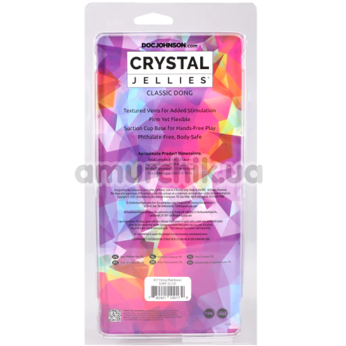 Фалоімітатор Doc Johnson Crystal Jellies Classic Dong 8.5, мультикольоровий