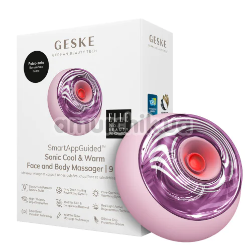Ультразвуковий масажер для обличчя та тіла Geske Sonic Cool & Warm Face and Body Massager 9 in 1, світло-рожевий