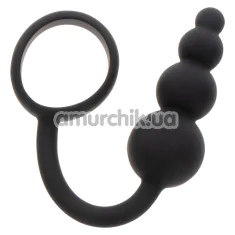 Анальная пробка с эрекционным кольцом Toy Joy Manpower Anal Plug & Cock Ring, черная - Фото №1