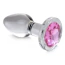 Анальная пробка с розовым кристаллом Booty Sparks Gem Glass Anal Plug M, прозрачная - Фото №1