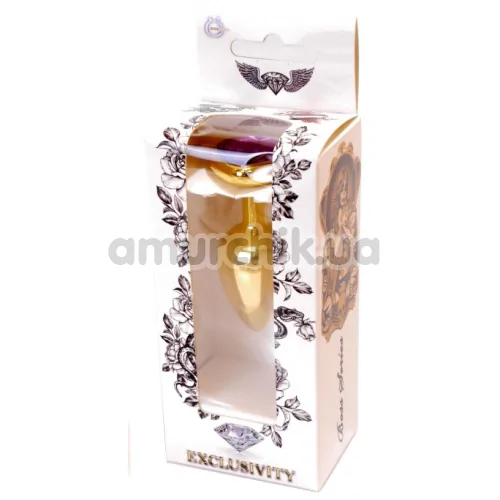 Анальная пробка с фиолетовым кристаллом Exclusivity Jewellery Gold Heart Plug, золотая