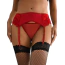 Комплект Star Night Lace Garter Belt Mesh, красный: пояс для чулок + трусики-стринги - Фото №1