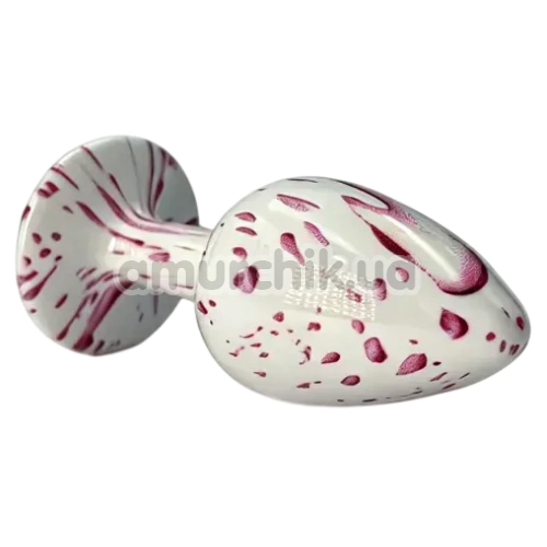 Анальна пробка з прозорим кристалом Alume Decor Metal Plug S, біло-рожева