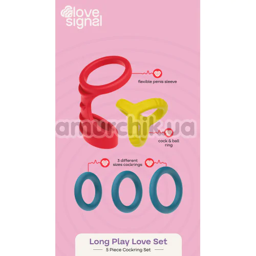Набір з 5 ерекційних кілець Love Signal Long Play Love Set, різнокольоровий