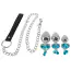 Набор из 3 анальных пробок с голубым кристаллом и поводком Butt Plug Set With A Leash, серебряный - Фото №1