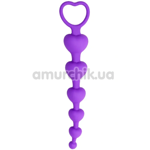 Анальная цепочка Alume Silicone Heart Bead Anal Chain, фиолетовая - Фото №1