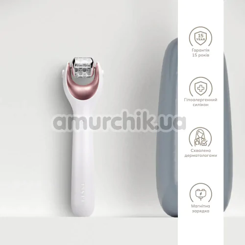 Массажер-роллер для лица с микроиглами Geske MicroNeedle Face Roller 9 in 1, кремовый