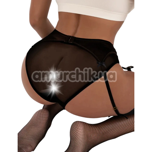 Комплект Star Night Sheer & Lace Bow Garter Belt, черный: пояс для чулок + трусики