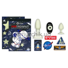 Набір анальних пробок B-Vibe Asstronaut, світиться в темряві - Фото №1