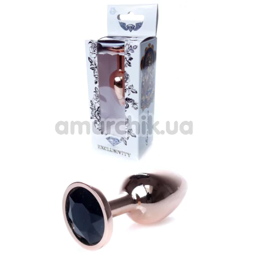 Анальна пробка з чорним кристалом Exclusivity Jewellery Red Gold Plug, золота