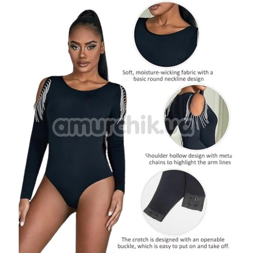 Боди Star Night Shoulder Chain Bodysuit, черное