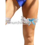 Подвязки с голубыми бантиками Star Night Lace Bow Leg Rings, белые - Фото №1