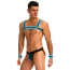 Комплект мужской Star Night Men's Set With Harness & Wrist Restraints, черно-голубой: портупея + трусы-джоки + фиксаторы для рук - Фото №5