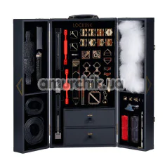 Бондажный набор Lockink All-in-1 BDSM Play Kit Crocodile Leather, черно-красный - Фото №1