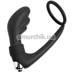 Вибростимулятор простаты с эрекционным кольцом Master Series Prostatic Play Cock Ring Vibrating Prostate, черный - Фото №1
