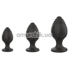 Набор из 3 анальных пробок Boss Series Anal Plugs Set, черный - Фото №1