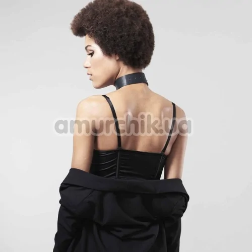 Ошейник с поводком Bijoux Indiscrets Maze Wide Chocker, чёрный