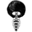 Анальная пробка с черным хвостиком Alive Anal Pleasure Metal Anal Fluffy Twist Plug L, серебряная - Фото №1