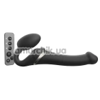 Безремневий страпон із вібрацією Strap-On-Me Multi Orgasm Bendable Strap-On L, чорний - Фото №1