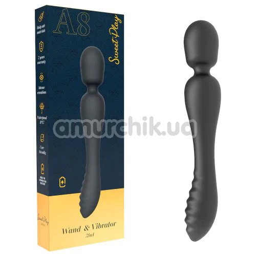 Универсальный вибромассажер Sweet Play Wand & Vibrator 2in1 A8, черный