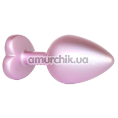Анальная пробка с прозрачным кристаллом Exclusivity Jewellery Pearl Pink Heart Plug М, розовая - Фото №1