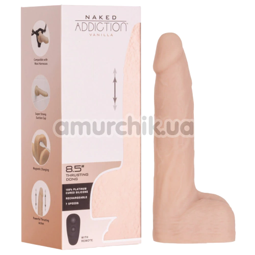 Вібратор з поштовхами Addiction Naked Thrusting Dong 8.5, тілесний
