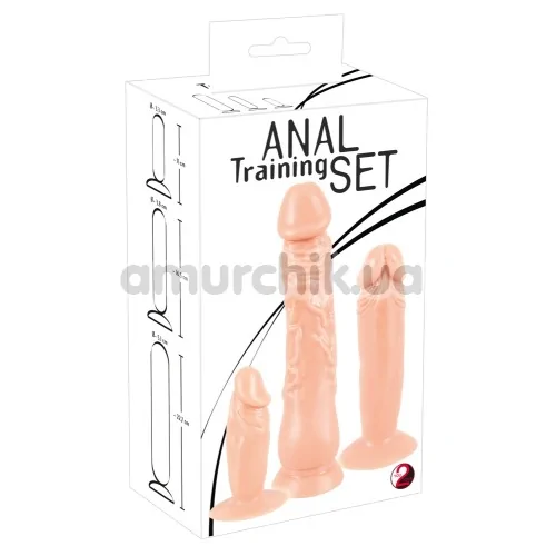 Набір з 3 фалоімітаторів Anal Training Set, тілесний