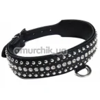 Нашийник DS Fetish Leather Leather Crystal Diamonds, чорний - Фото №1