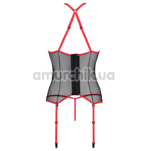 Комплект Passion Free Your Senses Erotic Line Satara Corset, черно-красный: корсет + трусики-стринги
