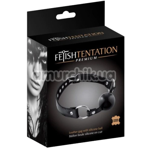 Кляп Fetish Tentation Premium Leather Gag With Silicone Ball, чорний