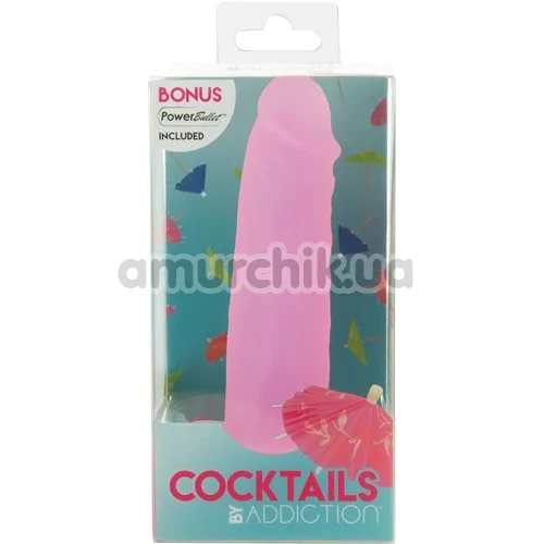 Фаллоимитатор Addiction Cocktails + вибропуля Power Bullet, розовый