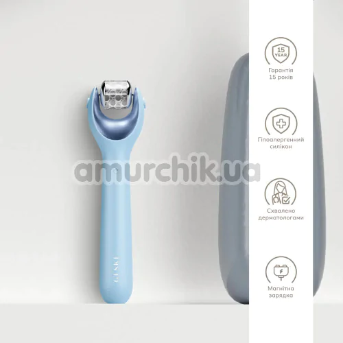 Массажер-роллер для лица с микроиглами Geske MicroNeedle Face Roller 9 in 1, голубой