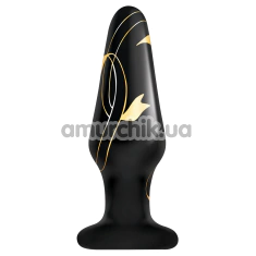Анальна пробка Secret Kisses 4 Handblown Glass Plug With Slim Shaft and Flared Base, чорна - Фото №1